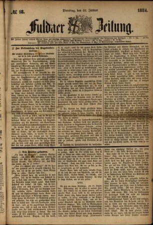 Ausgabe vom Dienstag, den 22. Januar 1884.