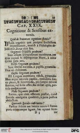 Cap. XXIX. Cognitione & Sensibus externis
