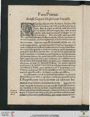 Fons Primus: Seclusio Corporis Christi à pane benedicto