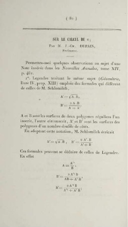 Sur le calcul de π.