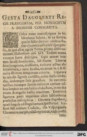 Gesta Dagoberti regis Francorvm, per monachvm S. Dionysii conscripta