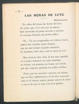 Las horas de luto : Habanera