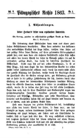 Ueber Herbart's Lehre vom erziehenden Unterricht