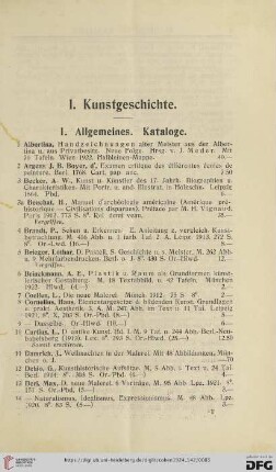 I. Kunstgeschichte (Nr. 1 - 731)