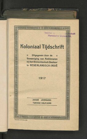 6.1917, Tweede Halfjaar: Koloniaal tijdschrift