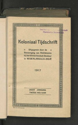 6.1917, Tweede Halfjaar: Koloniaal tijdschrift