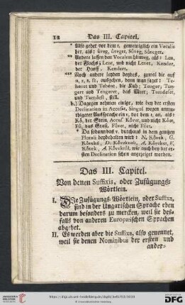 Das III. Capitel. Von denen Suffixis, oder Zufügungs=Woertlein.