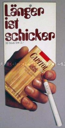 Werbeschild (beidseitig) mit Werbeaufdruck für "CAPITOL"-Zigaretten