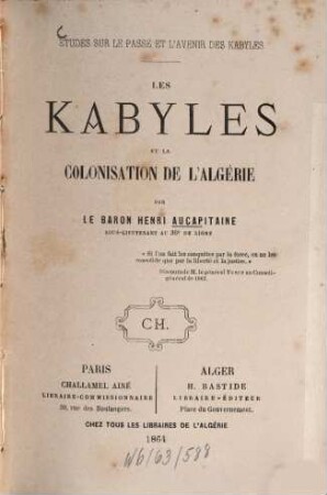 Les Kabyles et la colonisation de l'Algérie