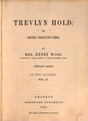Trevlyn Hold; or Squire Trevlyns Heir : in two volumes, 2