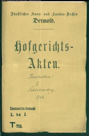 Therhellen, Dietrich Erben gegen Bürgermeister Joh. Christoph Schierenberg in Horn - Schuldforderung