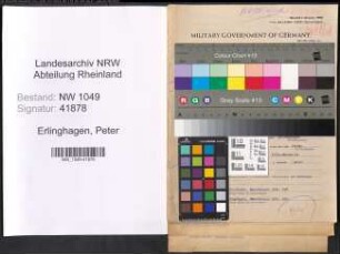 Entnazifizierung Peter Erlinghagen , geb. 09.10.1895 (Beamter)