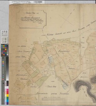 Münsterbrock (Marienmünster) Born (Marienmünster) Heuer- und zehntpflichtige Grundstücke des Klosteramtes Marienmünster Situationsplan Nr. III über die zum Klosteramt Marienmünster zehnt- und heuerbare Grundstücke der Bauerschaften Born und Münsterbrock 1804 150 rh. Ruten = 18,8 cm 81 x 116 kol. Zeichnung H. Gockel KS Minden B Nr. 142b