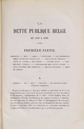 La dette publique Belge de 1830 à 1882