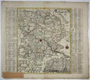 Landkarte des Amtes Dresden samt Umgebung von Meißen im Westen bis Bischofswerda im Osten und von Großenhain im Norden bis Dippoldiswalde im Süden