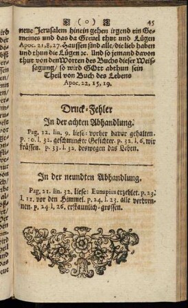 Druck-Fehler In der neundten Abhandlung.