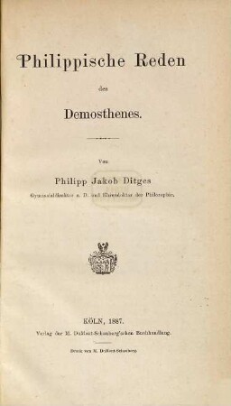 Philippische Reden des Demosthenes