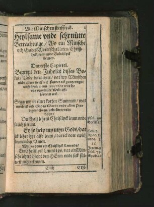 Dat erste Capittel. Begrypt den Inholdt disses Bokes/ ...