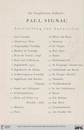 Im Graphischen Kabinett: Paul Signac (Nr.1-32)