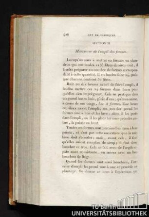 SECTION II. Manoeuvre de l'empli, des formes.