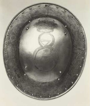 Schild mit Zahlenmonogramm Christians II. und Hedwigs von Sachsen