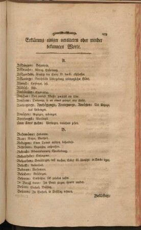 Erklärung einiger veralteten oder minder bekannten Worte