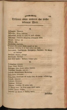 Erklärung einiger veralteten oder minder bekannten Worte