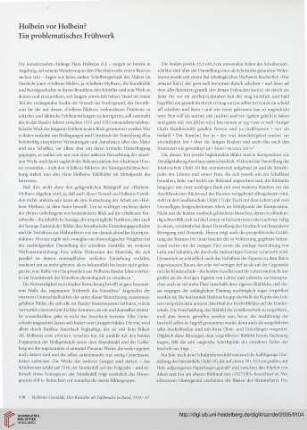Holbein vor Holbein? Ein problematisches Frühwerk