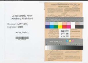 Entnazifizierung Heinz Kuhs , geb. 11.01.1921 (Maschinenschlosser)