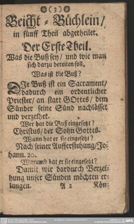 Beicht-Büchlein, in fünff Theil abgetheilet