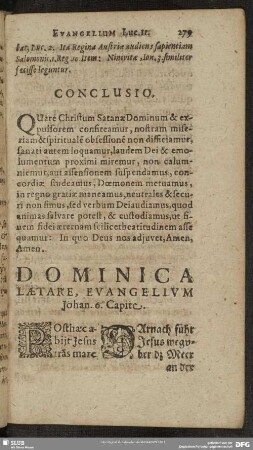 Dominica Laetare, Evangelium Johan. 6. Capite
