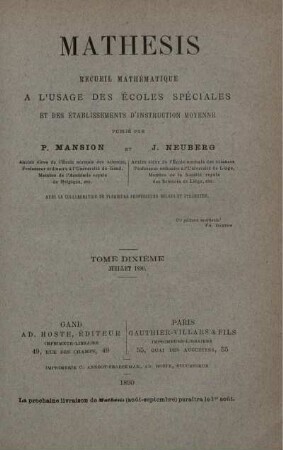 TOME DIXIÉME JUILLET 1890