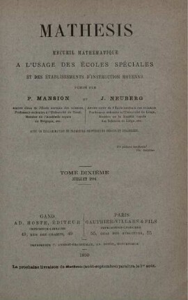 TOME DIXIÉME JUILLET 1890