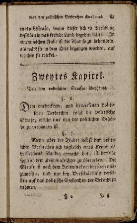 Zweytes Kapitel. Von den politischen Strafen überhaupt