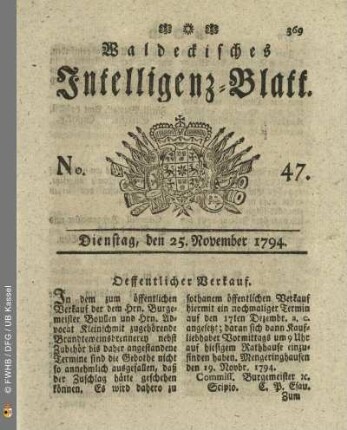No. 47. Dienstag, den 25. November 1794