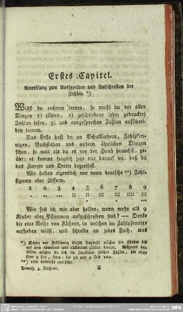 Erstes Capitel. Anweisung zum Aussprechen und Aufschreiben der Zahlen