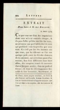 Extrait d’une lettre a M. du Belloy.