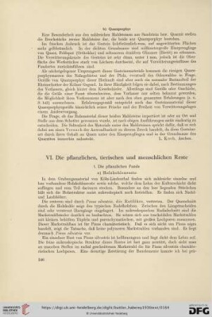 VI. Die pflanzlichen, tierischen und menschlichen Reste