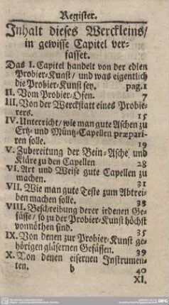 Inhalt dieses Werckleins/in gewisse Capitel verfasset.