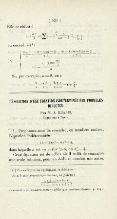Résolution d´une équation indéterminée par forumules directes.