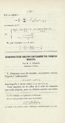 Résolution d´une équation indéterminée par forumules directes.
