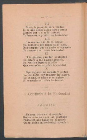 El consuelo á la horfandad : Canción