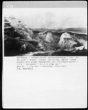 Landschaft mit einer Sandgrube und Staffagefiguren