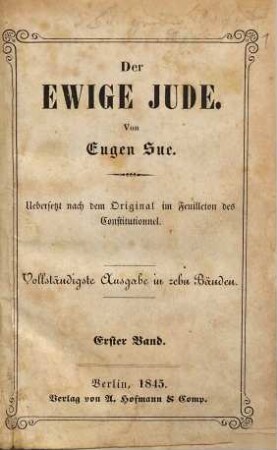 Der Ewige Jude, Erster Band