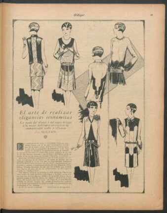 El arte de realizar elegancias económicas : La moda del blanco y del negro brinda a la mujer habilidosa un recurso de imponderable valor y eficacia
