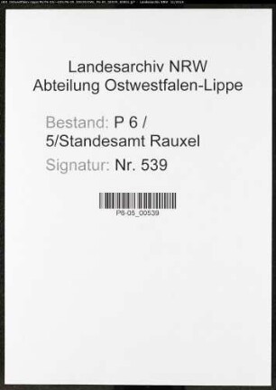 Sterberegister Standesamt Castrop-Rauxel Rauxel