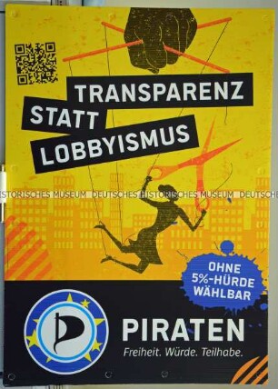 Plakat der Piratenpartei zur Wahl des Europäischen Parlaments im Mai 2019