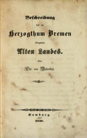 Beschreibung des im Herzogthum Bremen belegenen Alten Landes