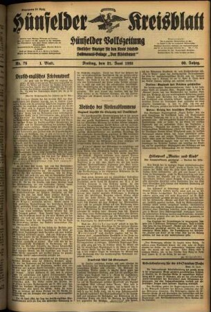 Erste Ausgabe vom Freitag, den 21. Juni 1935.