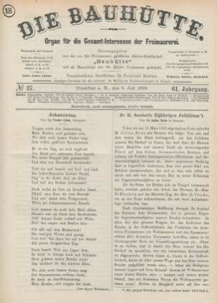 No 27. Frankfurt a. M., den 6. Juli 1918. 61. Jahrgang.